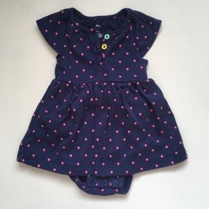 Carter's Baby Pink Polka Dots Blue Jersey Dress